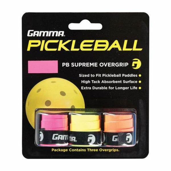 Gamma Supreme Overgrip - Neon/White/Black Pickleball 1 Gamma Supreme Overgrip - Neon/White/Black Pickleball